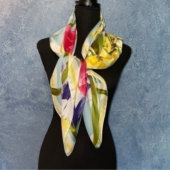 Vintage Satin Floral Neck Scarf - Picture 1 of 5